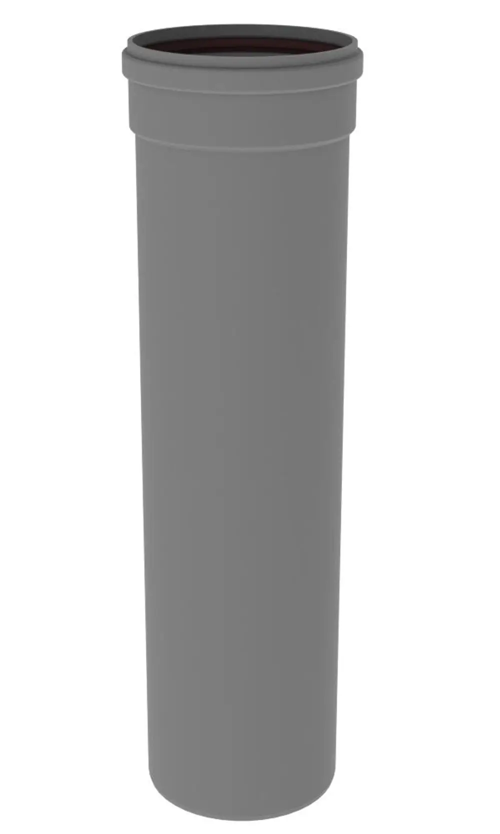 Graues Abgasrohr von Remeha, zylindrische Form, kein erkennbarer Durchmesser oder spezifische Maße, auf weißem Hintergrund.